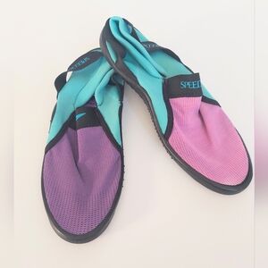 Speedo Surfwalker Water Shoes 90s Vintage Teal Fishing Lifeguard Made in USA M